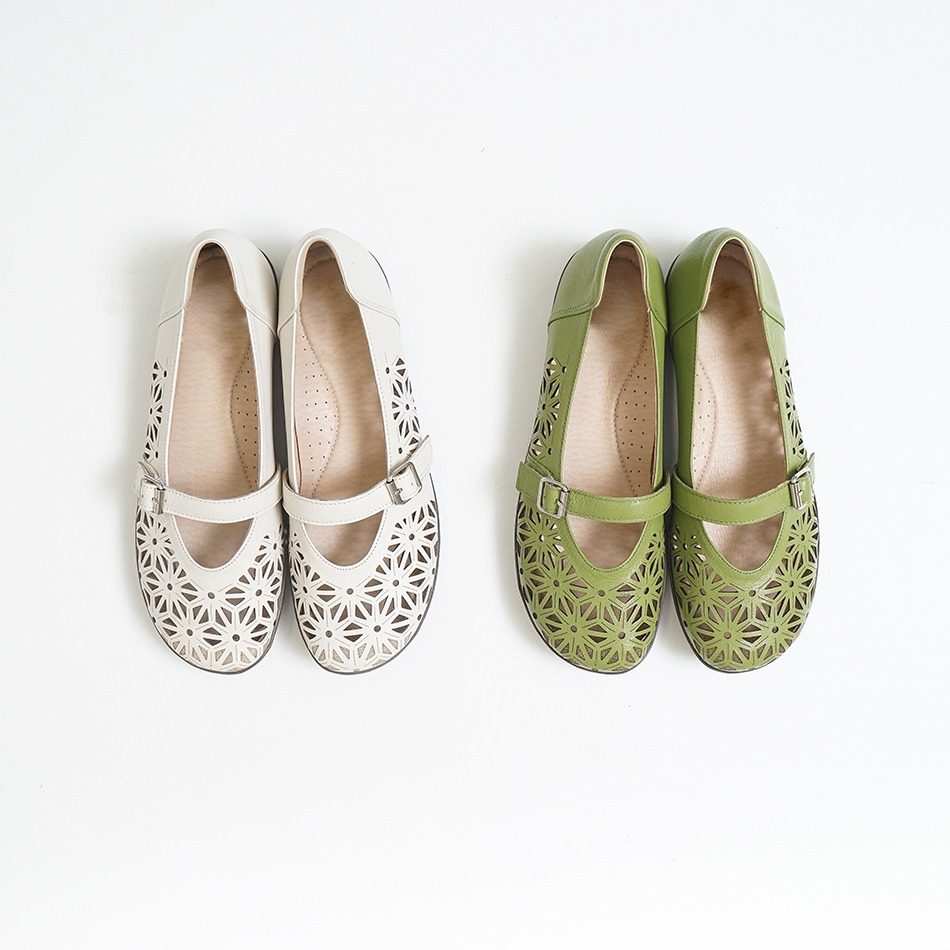 太陽花鏤空皮革單鞋