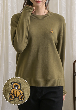 [訂購製造] 小熊玩偶 繡花 羊毛 針織衫