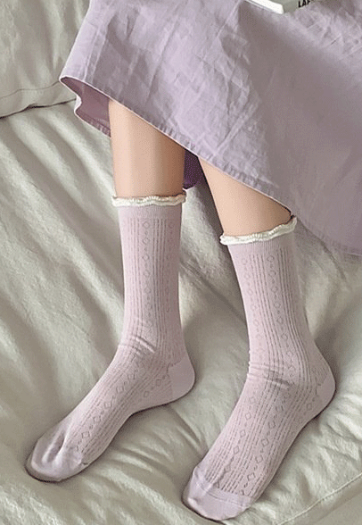 3種紫色蝴蝶花襪子套裝